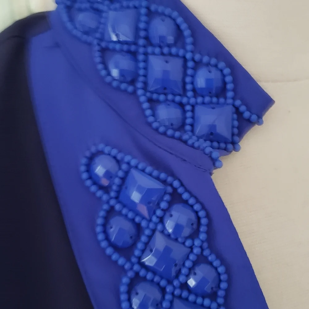 Sail to Sable Navy Blue Midi Dress with Royal Blue Accents - Picture 2 of 7